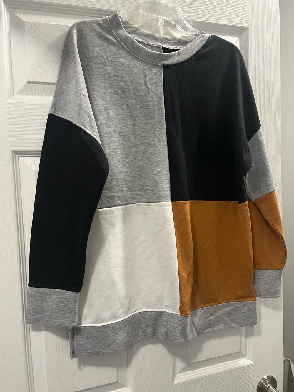SHEIN Gray and Mustard Colorblock Pullover